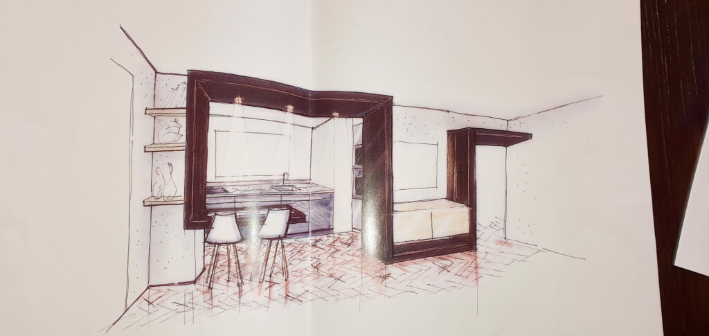 Avant fabrication de la pièce, le travail débute par un croquis, une 3D